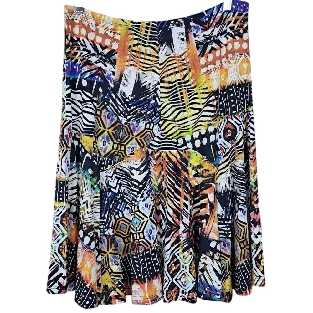 Vintage LIBRA M Rayon Stretch Swirl Skirt Paint Splash‎ Quirky Artisan Funky Y2K
